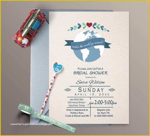 Travel themed Invitation Template Free Of Items Similar to Printable Bridal Shower Invitation