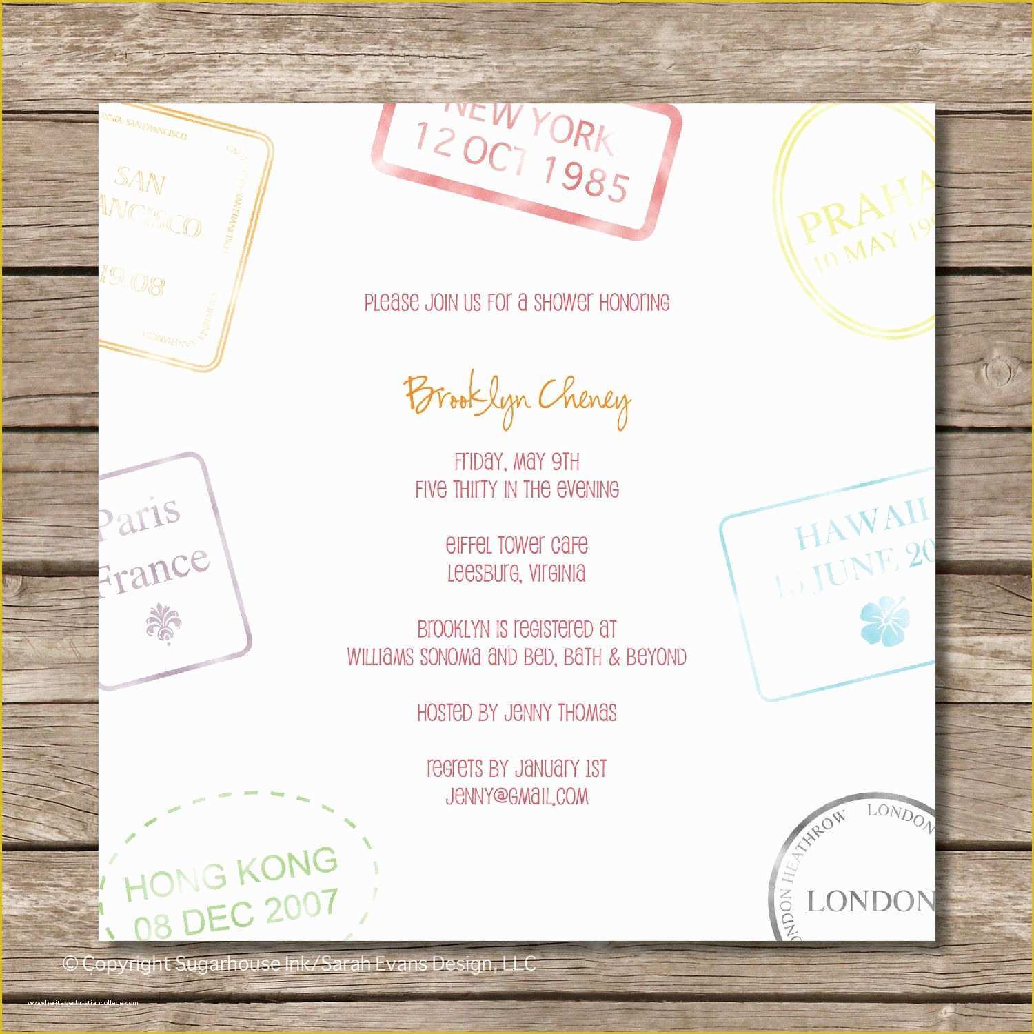 Travel themed Invitation Template Free Of Passport Stamp Bridal Shower Invitation Perfect for