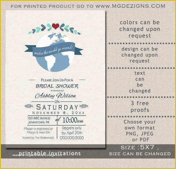Travel themed Invitation Template Free Of Printable Bridal Shower Invitation Template Travel by