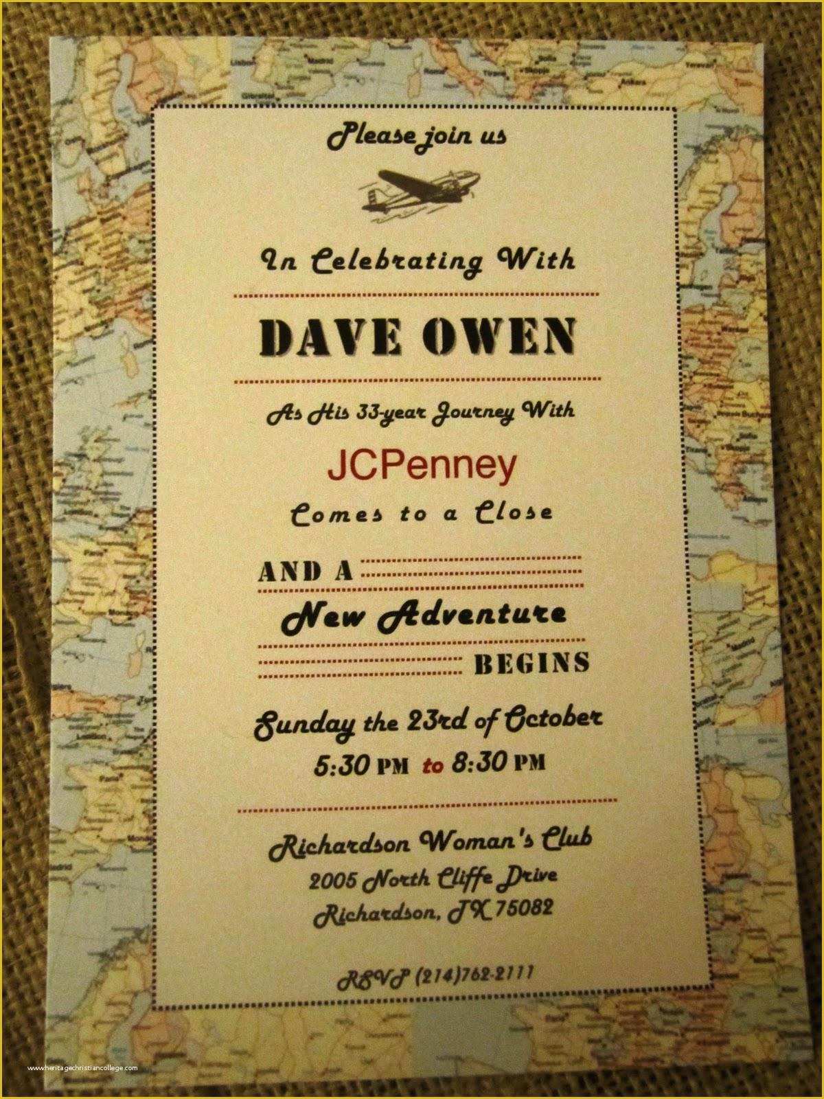 Travel themed Invitation Template Free Of Retirement Party Invitation Wording