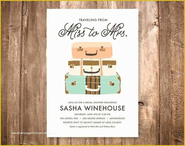 Travel themed Invitation Template Free Of Travel Bridal Shower Invitation Vintage Bridal Shower