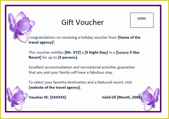 Travel Voucher Template Free Of Gift Voucher Template Excel Xlts