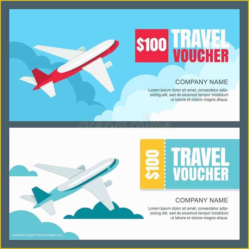 Travel Voucher Template Free Of Vector Gift Travel Voucher Template Flying Airplane In