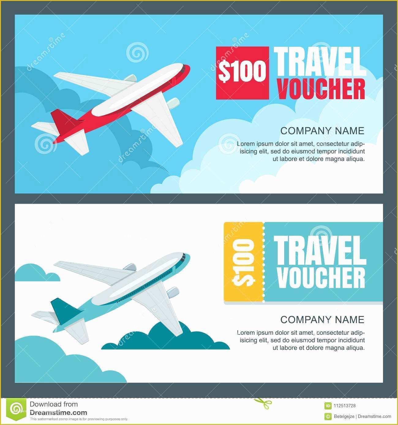Travel Voucher Template Free Of Vector Gift Travel Voucher Template Flying Airplane In