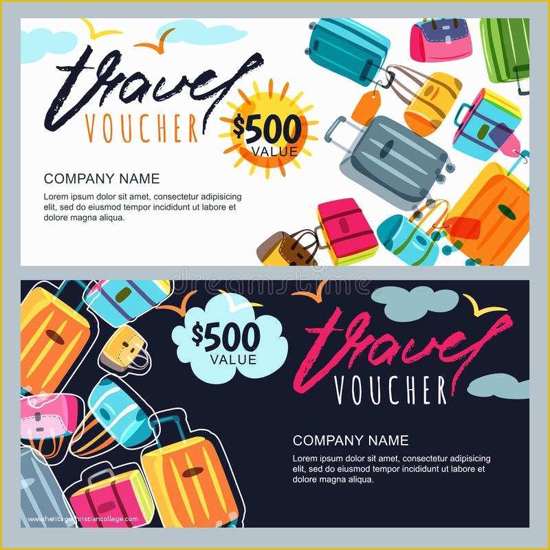 Travel Voucher Template Free Of Vector Gift Travel Voucher Template Multicolor Luggage
