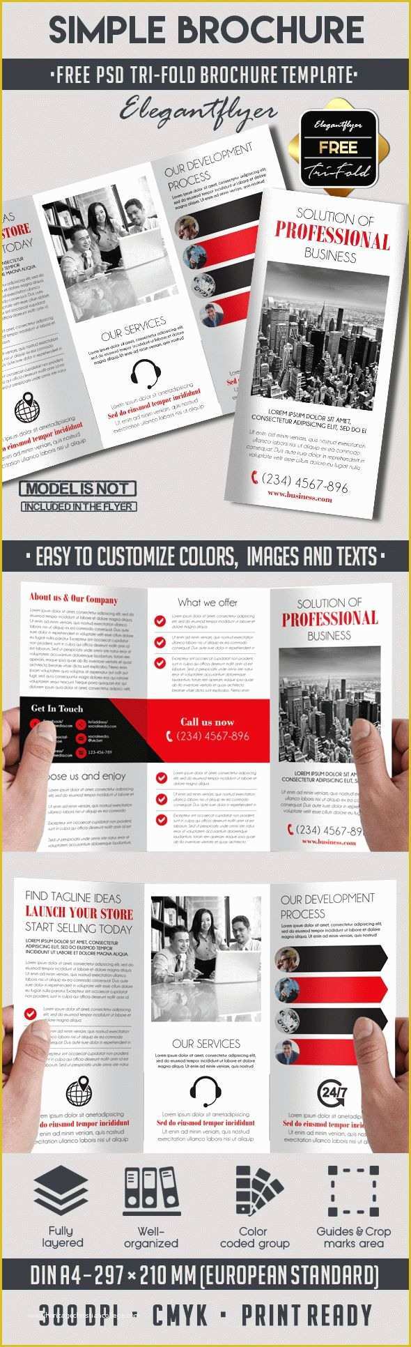 Tri Fold Brochure Template Psd Free Download Of Simple – Free Tri Fold Psd Brochure Template – by Elegantflyer