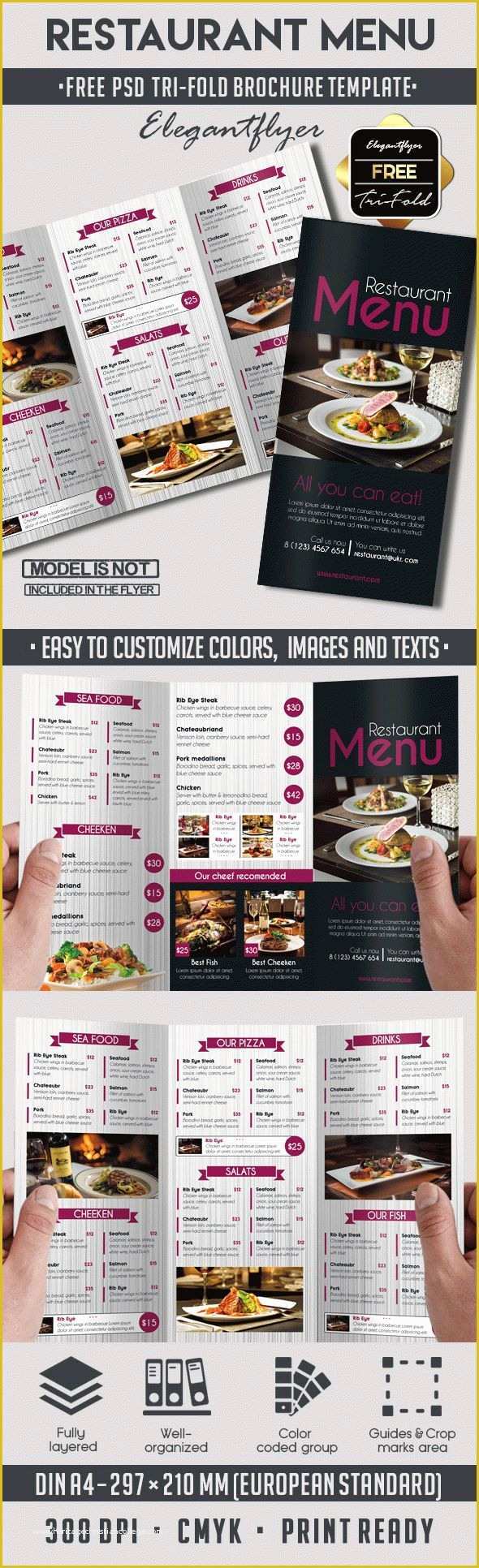 Tri Fold Brochure Template Psd Free Download Of Template Brochure for Restaurant – by Elegantflyer