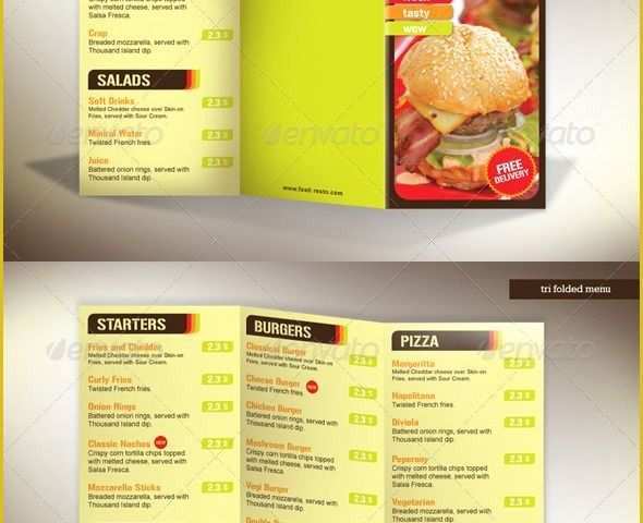 Tri Fold Menu Template Free Of 60 Premium Restaurant Menu Templates Dzineflip