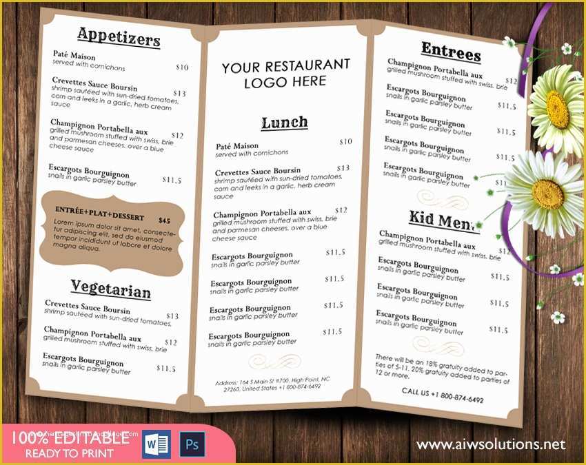 Tri Fold Menu Template Free Of Design & Templates Tri Fold Take Out Menu Menu Templates