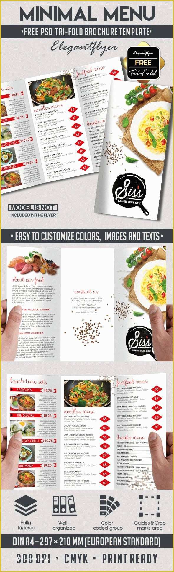 Tri Fold Menu Template Free Of Free Psd Brochure for Minimal Menu – by Elegantflyer