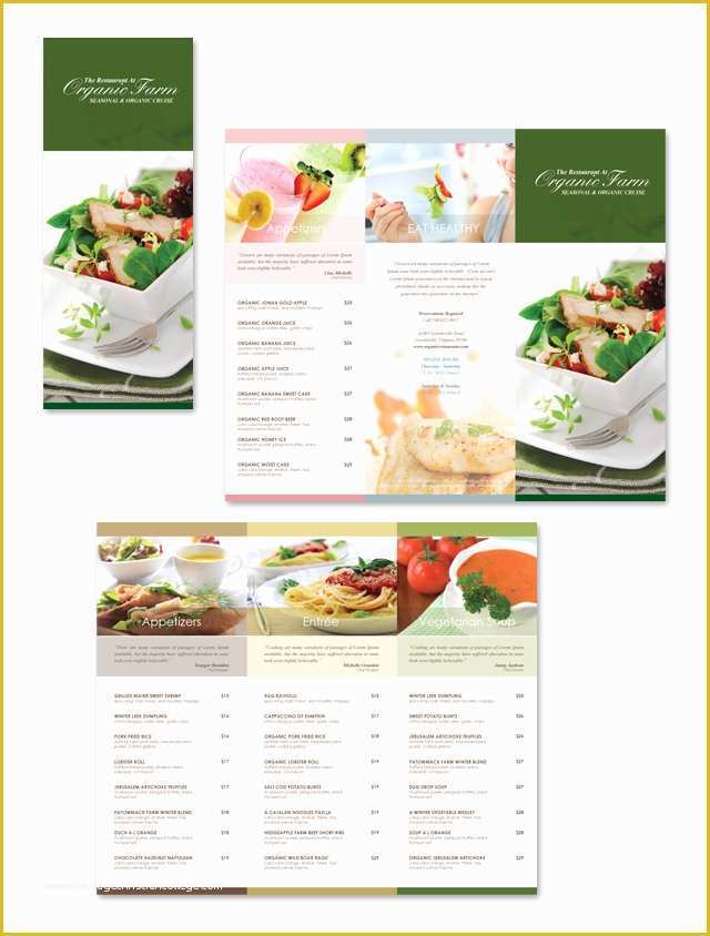 Tri Fold Menu Template Free Of organic Restaurant Tri Fold Menu Template