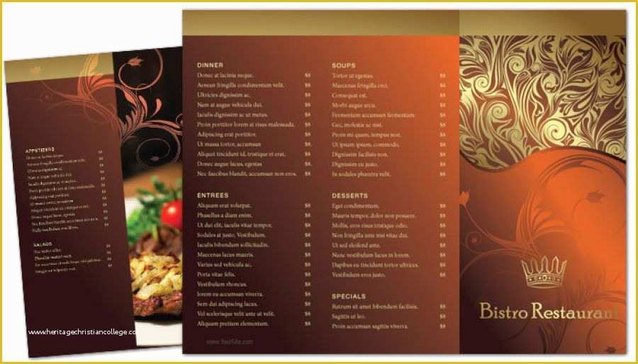 Tri Fold Menu Template Free Of Restaurant Menu Design Blank