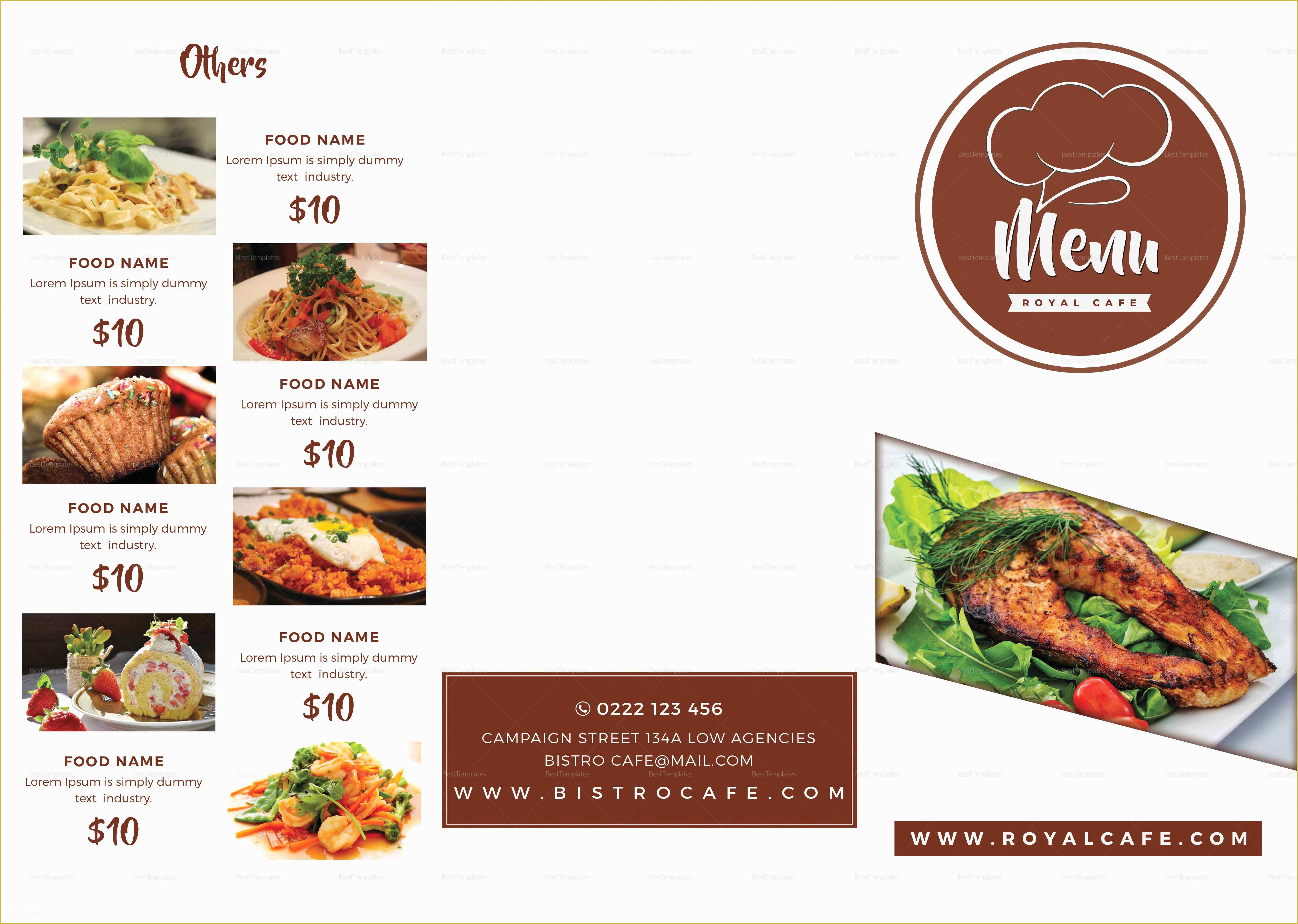 Tri Fold Menu Template Free Of Restro Cafe Tri Fold Brochure Menu Design Template In Psd