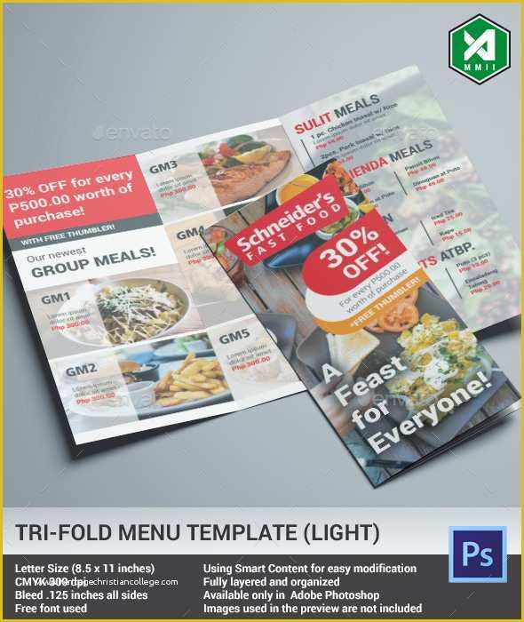 Tri Fold Menu Template Free Of Tri Fold Food Menu Template Light by Alternative2002