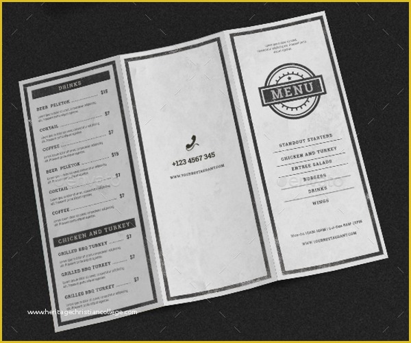 Tri Fold Menu Template Free Of Tri Fold Vintage Menu Template