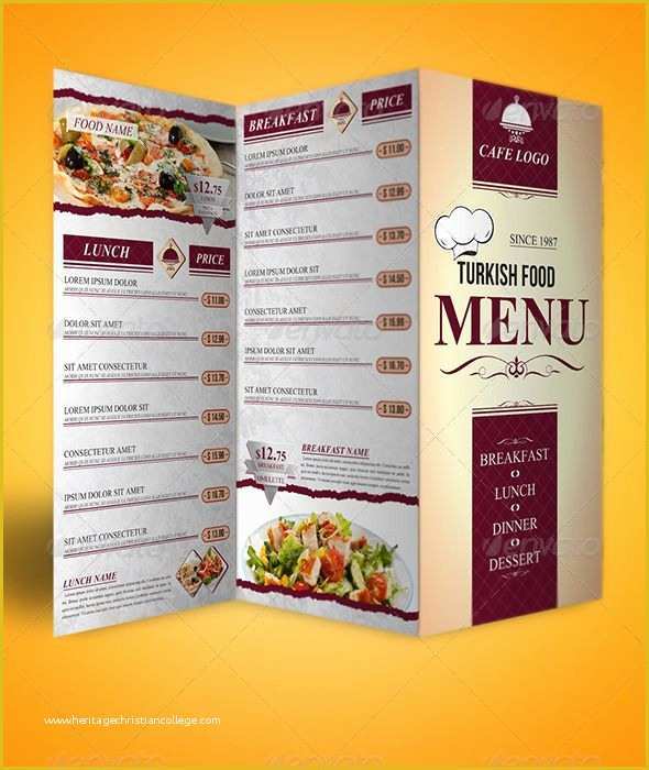 Tri Fold Menu Template Free Of Trifold Menu Template Food Menus