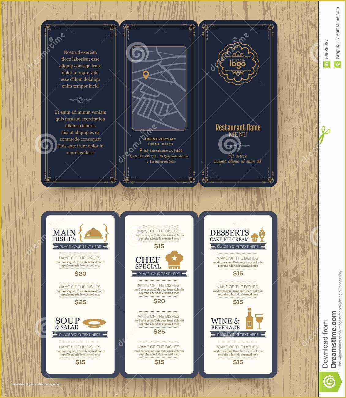 Tri Fold Menu Template Free Of Vintage Restaurant Menu Design Pamphlet Template Stock