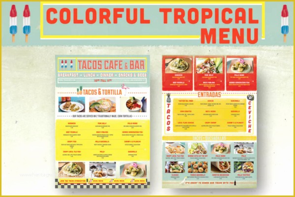 Tropical Menu Template Free Of Bar Tropical Menu Design