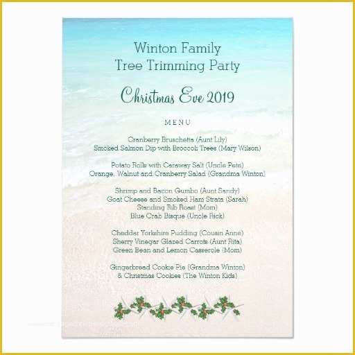 Tropical Menu Template Free Of Family Tropical Christmas Dinner Menu Template 4 5x6 25