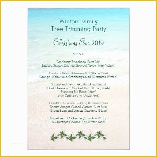 Tropical Menu Template Free Of Family Tropical Christmas Dinner Menu Template 4 5x6 25