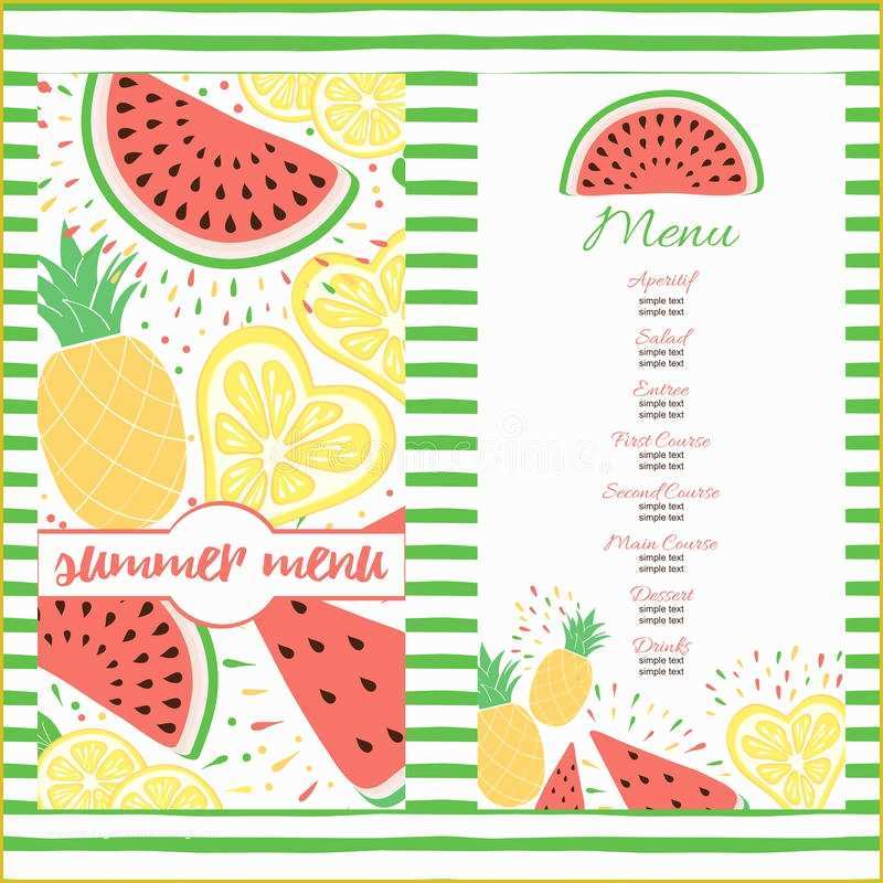 Tropical Menu Template Free Of Fresh Summer Menu Template with Color Tropical Fruits