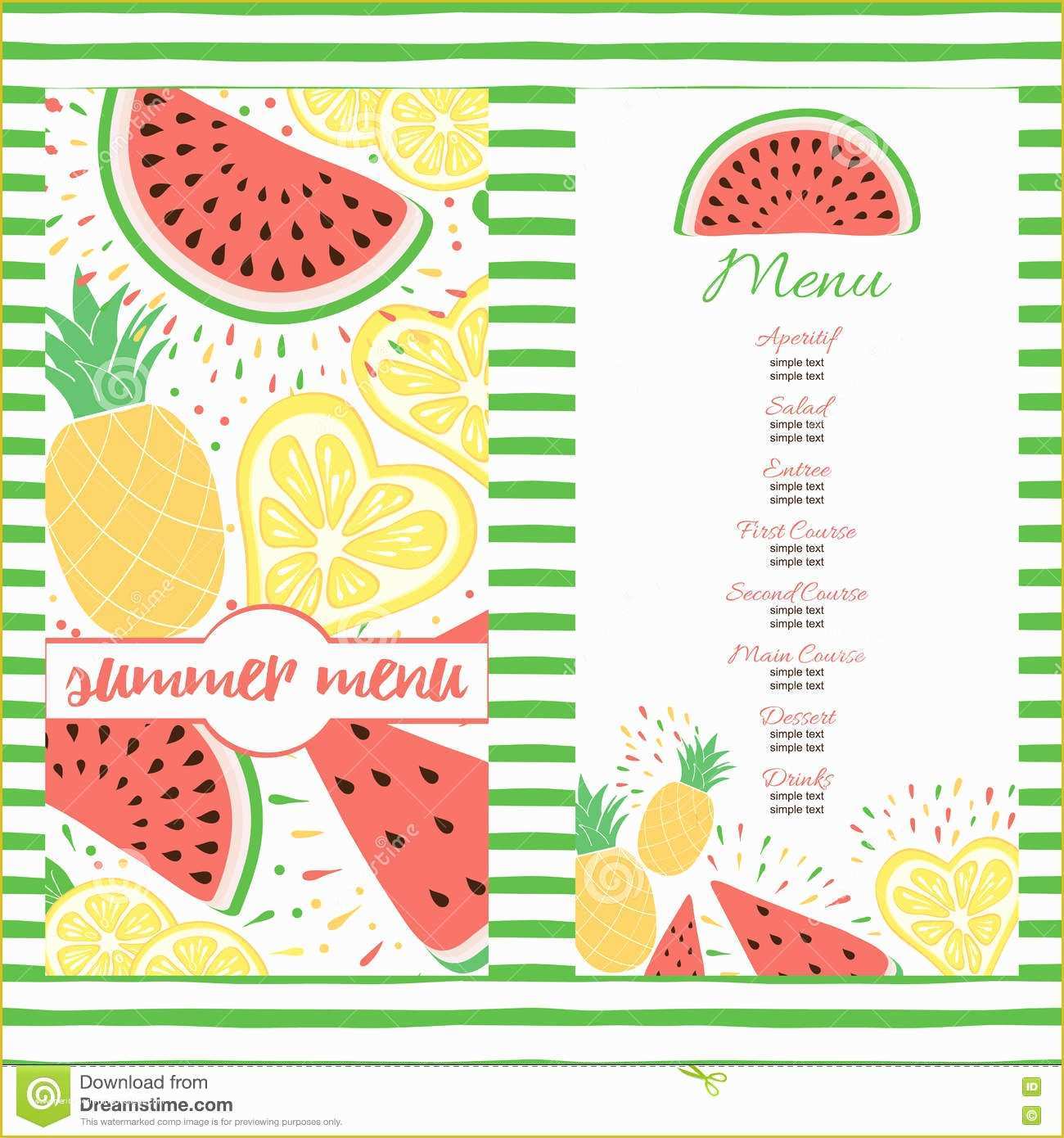 Tropical Menu Template Free Of Fresh Summer Menu Template with Color Tropical Fruits