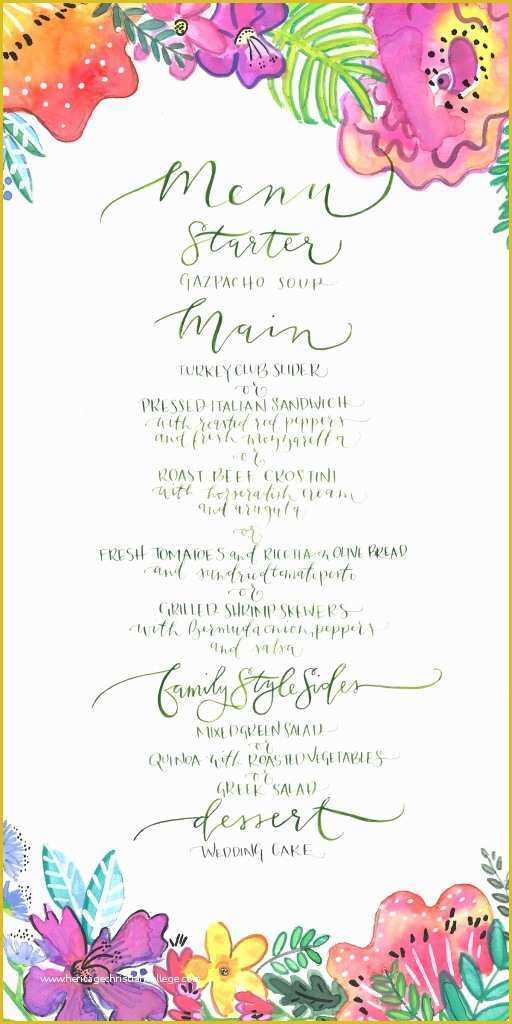 Tropical Menu Template Free Of Jill Vandall Tropical Wedding Menu