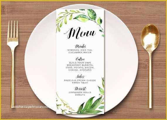 Tropical Menu Template Free Of Printable Greenery Wedding Menu Botanical Menu Template