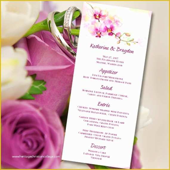 Tropical Menu Template Free Of Printable Wedding Menu Template orchid Tropical