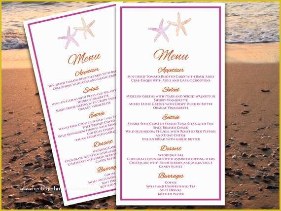 Tropical Menu Template Free Of Starfish Wedding Menu Card Template Download Tropical