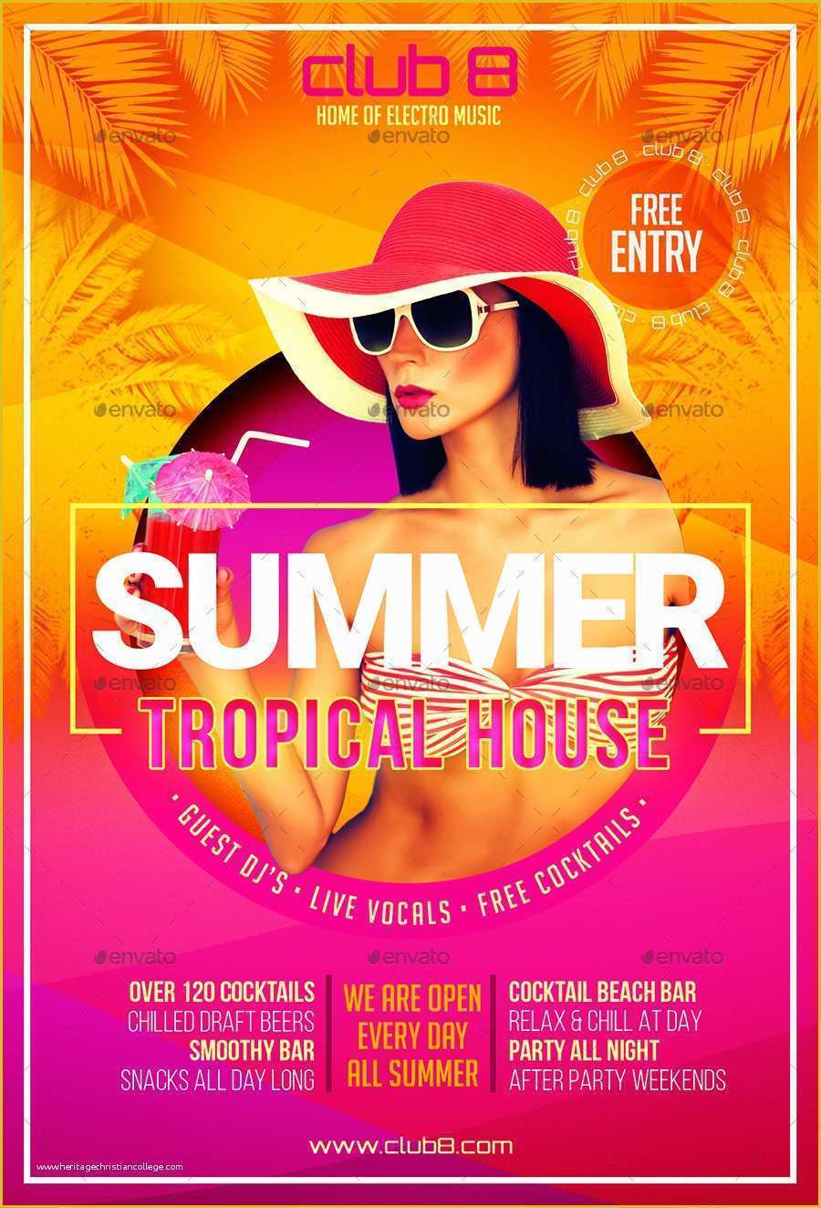 Tropical Menu Template Free Of Summer Tropical House Flyer Template by Designroom1229