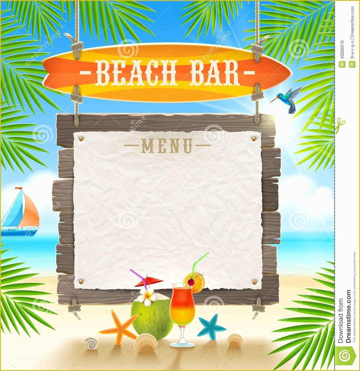 Tropical Menu Template Free Of Tropical Beach Bar Signboard Stock Vector Illustration