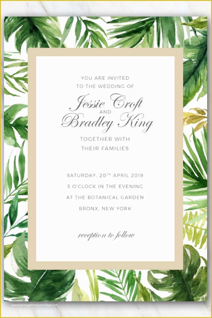 Tropical Menu Template Free Of Tropical Palm Tree Leaves Wedding Invitation Template
