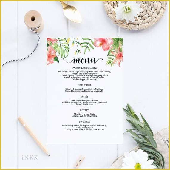 Tropical Menu Template Free Of Tropical Printable Wedding Menu Template Menu Cardsmenu