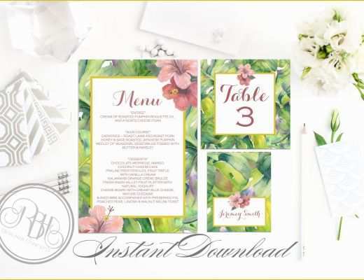 Tropical Menu Template Free Of Tropical Watercolor Design Inspiration Invite Rsvp