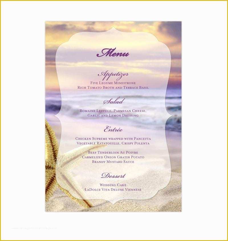 Tropical Menu Template Free Of Wedding Reception Menu Template Tropical Beach Wedding