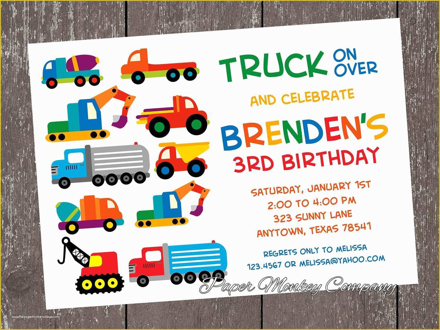 Truck Transport Website Templates Free Download Of Birthday Invitation Templates Truck Birthday Invitations