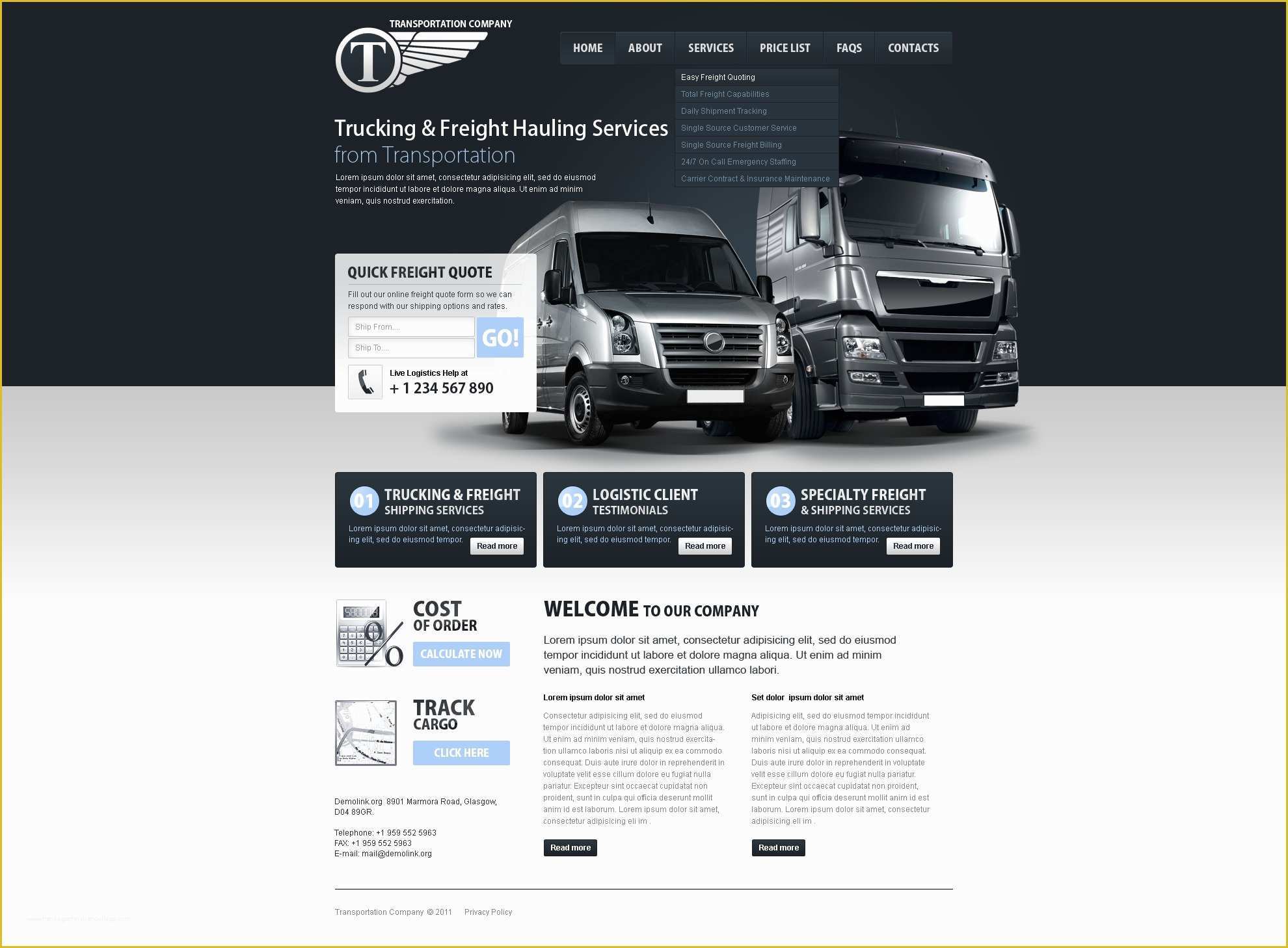 Truck Transport Website Templates Free Download Of Trucking Website Template