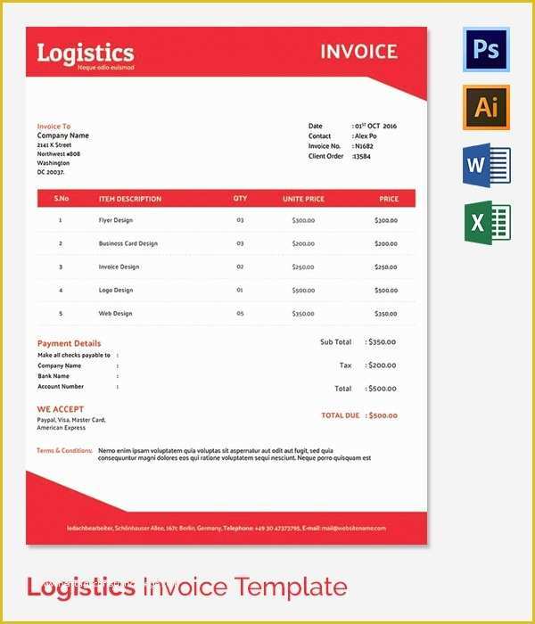 Trucking Transportation &amp;amp; Logistics HTML Template Free Download Of 38 Invoice Templates Free Sample Example format