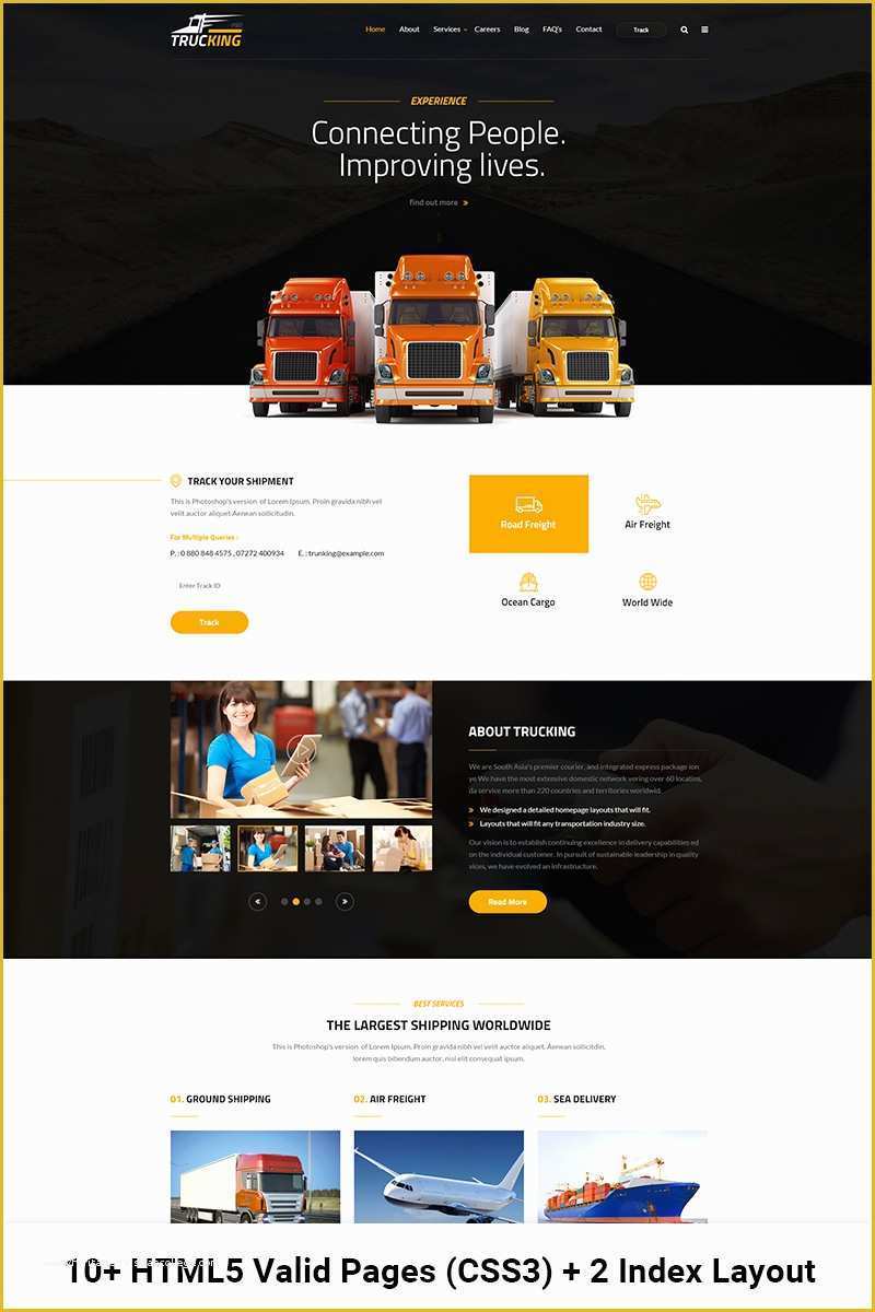 Trucking Transportation &amp; Logistics HTML Template Free Download Of Trucking Logistics and Transportation Website Template