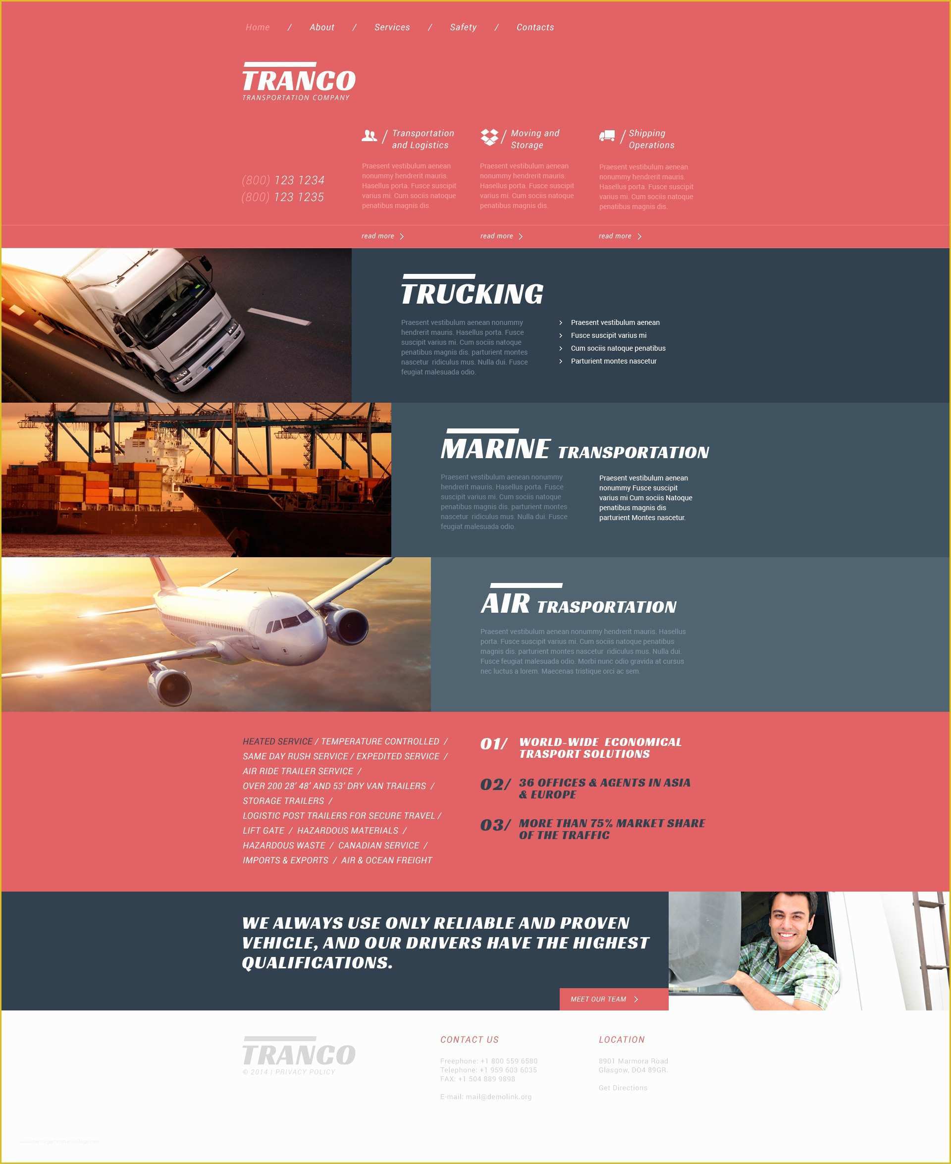 Trucking Transportation &amp; Logistics HTML Template Free Download Of Trucking Responsive Website Template