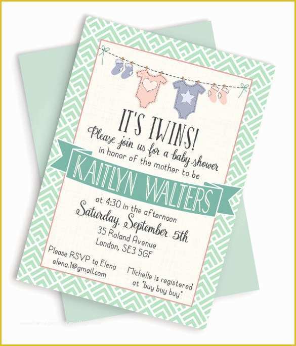 Twin Baby Shower Invitations Templates Free Of 11 Esie Invitation Templates Free Sample Example