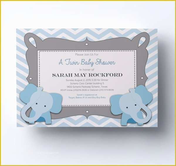 Twin Baby Shower Invitations Templates Free Of 63 Unique Baby Shower Invitations Word Psd Ai