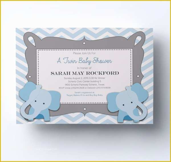 Twin Baby Shower Invitations Templates Free Of 63 Unique Baby Shower Invitations Word Psd Ai