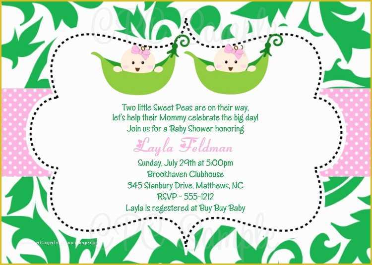 Twin Baby Shower Invitations Templates Free Of Baby Shower Invitation Ideas for Twins
