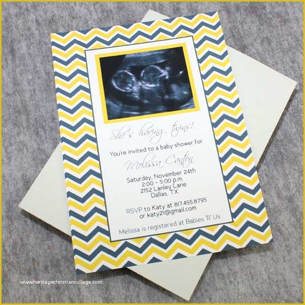 Twin Baby Shower Invitations Templates Free Of Baby Shower Invitation Template Twins sonogram – Download