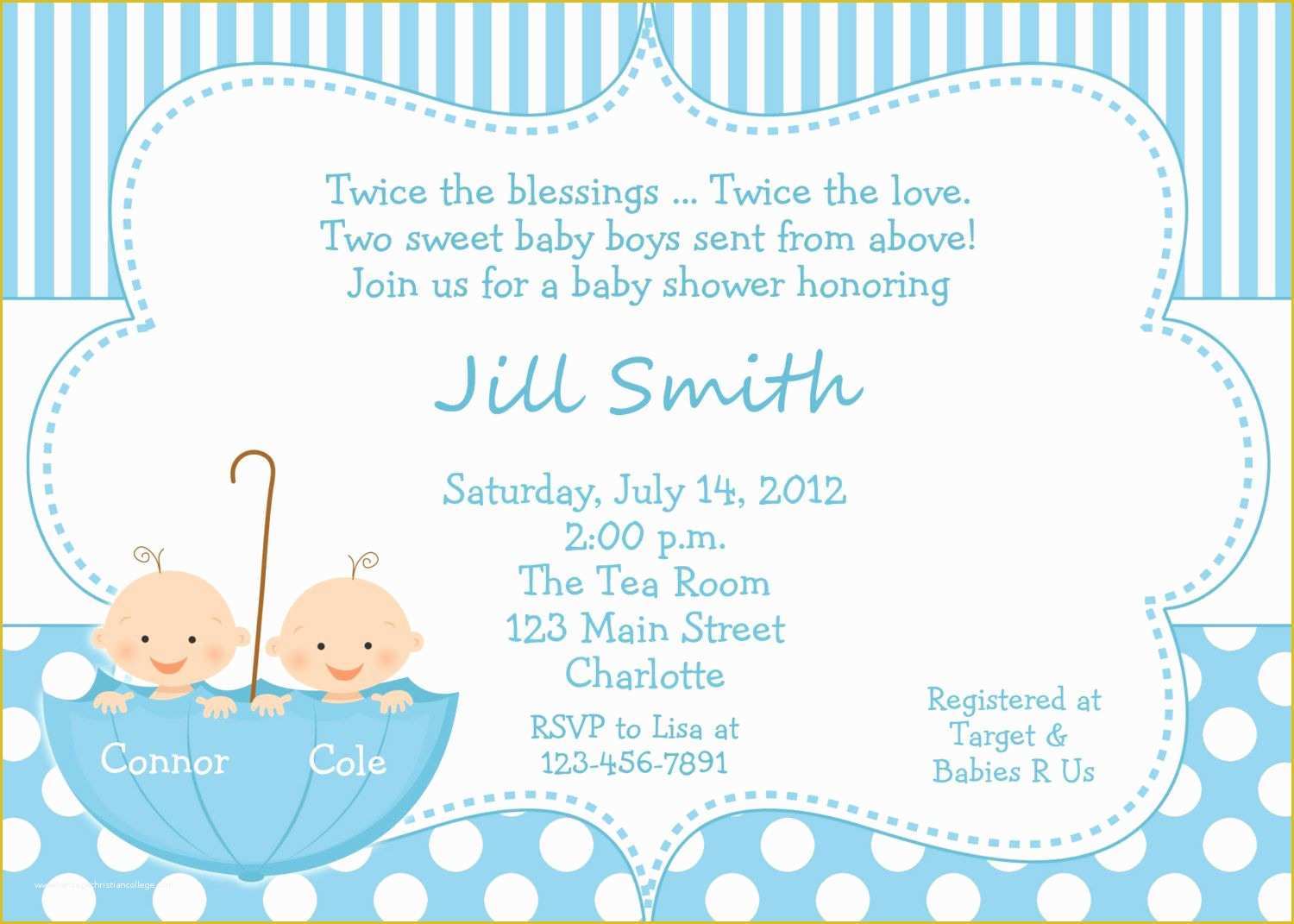 Twin Baby Shower Invitations Templates Free Of Baby Shower Invitations Twin Baby Shower Invitations Blue