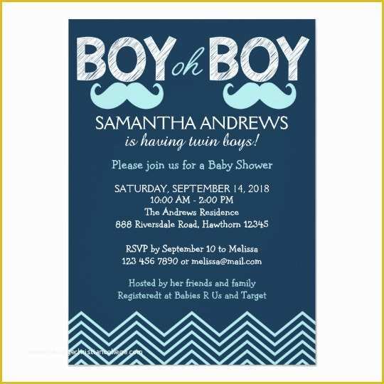 Twin Baby Shower Invitations Templates Free Of Boy Oh Boy Invitation Twins Baby Shower Invite