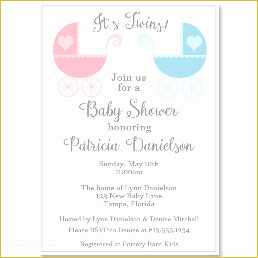 Twin Baby Shower Invitations Templates Free Of Lovely Carriages Twins Baby Shower Invitation – the Invite