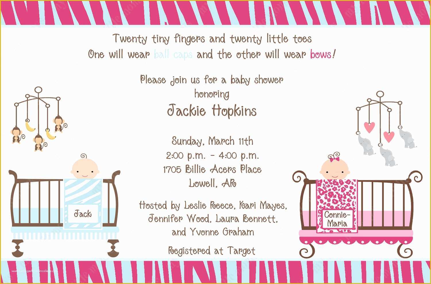 Twin Baby Shower Invitations Templates Free Of Tips for Choosing Twin Baby Shower Invitation